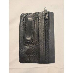 Brookstone Black Leather Money Clip Coin Pouch